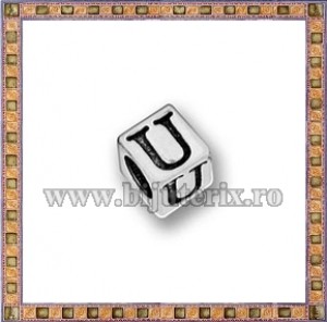 Margica argintie 5.5mm Litera U