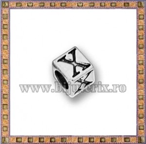 Margica argintie 5.5mm Litera X