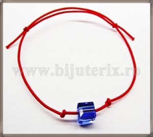 Bratara Lucky charm Cub cristal Swarovski 6mm safir