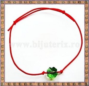 Bratara Lucky charm Trifoi cristal Swarovski 8mm verde