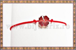 Bratara Lucky charm Trifoi cristal Swarovski 8mm red magma