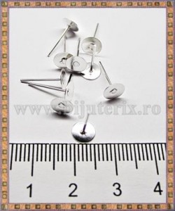 Baza cercei cu disc 6mm - argintiu (10 buc)
