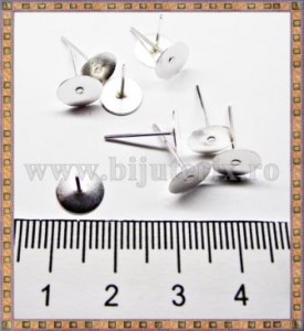 Baza cercei cu disc 8mm - argintiu (10 buc)