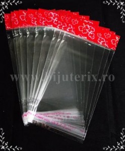 Pungi celofan trifoi 14x7,5cm (50buc) - dunga rosie
