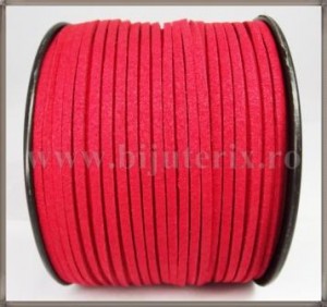 Snur imit. piele intoarsa 3x1,5mm - rosu -5m