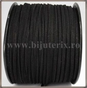 Snur imit. piele intoarsa 3x1,5mm - negru -5m