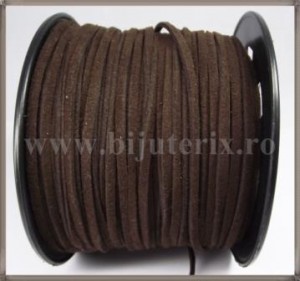 Snur imit. piele intoarsa 3x1,5mm - maro inchis -5m