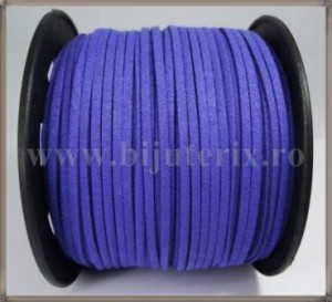 Snur imit. piele intoarsa 3x1,5mm - albastru -5m