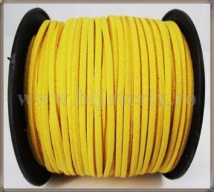 Snur imit. piele intoarsa 3x1,5mm - galben -5m
