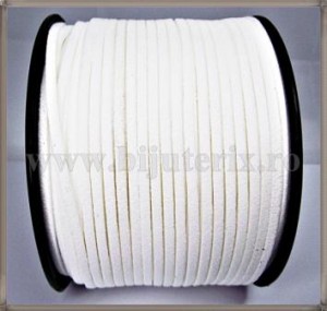 Snur imit. piele intoarsa 3x1,5mm - alb -5m