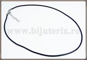 Snur colier imitatie piele - negru-1 buc