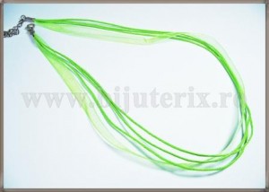 Snur colier organza si ata cerata verde deschis