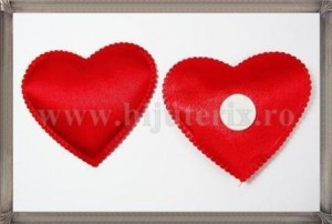 Inimioare satin rosu 6cm - 2buc