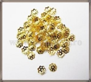 Capacele metalice floare 6mm - aurii (50 buc)