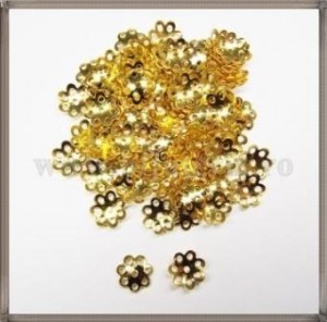 Capacele metalice floare 8mm - aurii (50 buc)