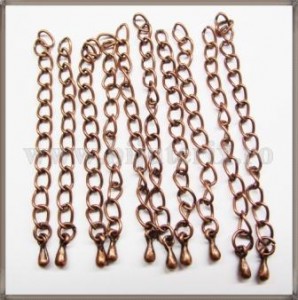 Lant prelungire colier 6cm - cu decor- cuprat (10 buc)