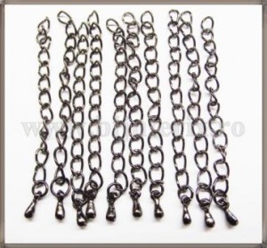 Lant prelungire colier 6cm - cu decor- negru (10 buc)