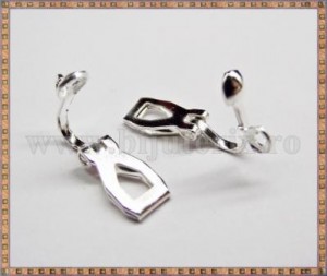 Baza cercei cu clips, bila si agatatoare 10mm - argintiu (2 buc)