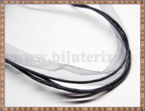 Snur colier organza si ata cerata gri