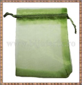 Saculet organza 11x8,5cm verde kaki