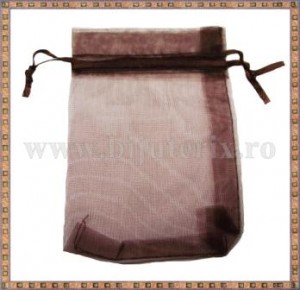 Saculet organza 11x8,5cm maro