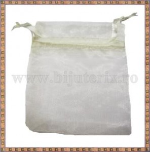 Saculet organza 8,5x7cm crem