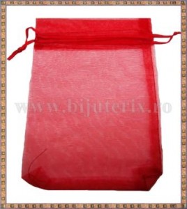 Saculet organza 16x11cm rosu