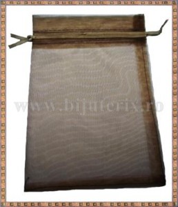 Saculet organza 19x13cm maro