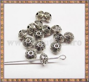 Distantier Biconic 7x4mm - argintiu