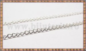 Lant twist argintiu 3x2mm - 1m