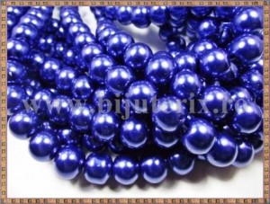 Margele - perle sticla 10mm - albastru sidefat (20buc)