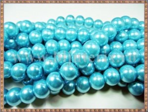 Margele - perle sticla 12mm - turcoaz sidefat (10buc)