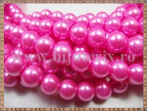 Margele - perle sticla 10mm - roz sidefat (20buc)