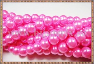 Margele - perle sticla 8mm - roz sidefat (50buc)