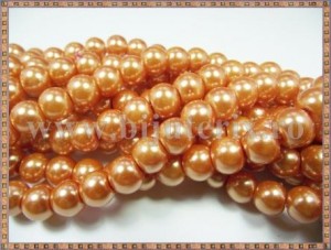 Margele - perle sticla 10mm - portocaliu sidefat (20buc)