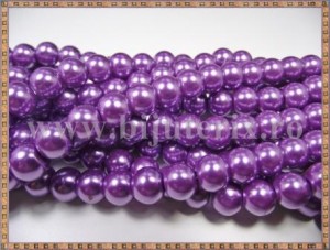 Margele - perle sticla 10mm - mov sidefat (20buc)