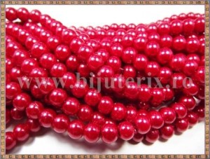 Margele - perle sticla 6mm - rosu sidefat (50buc)