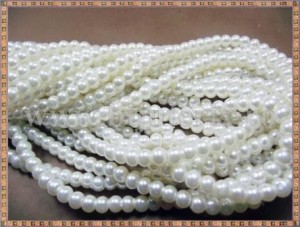 Margele - perle sticla 6mm - ivoire sidefat (50buc)