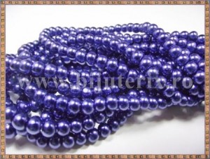 Margele - perle sticla 8mm - albastru inchis sidefat (50buc)