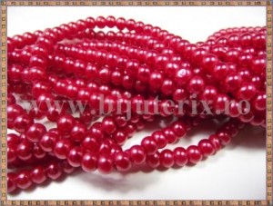 Margele - perle sticla 4mm - rosu sidefat (50buc)