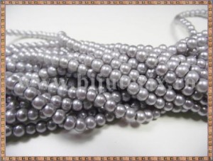 Margele - perle sticla 4mm - gri mat sidefat (50buc)