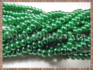Margele - perle sticla 4mm - verde sidefat (50buc)
