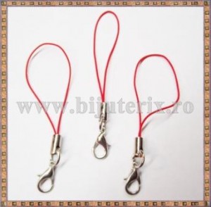 Snur breloc 5cm rosu cu lobster- 10buc