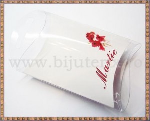 Set carton mic + suport acetofan - Martie flori rosii - 10buc 