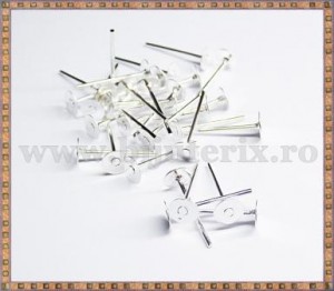 Baza cercei cu disc 4mm - argintiu (10 buc)