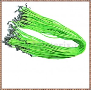 Snur colier imit. piele intoarsa - verde electric- 1buc