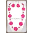 Fuchsia Wave Necklace + Earings