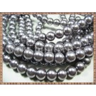 Margele - perle sticla 12mm - gri sidefat (10buc)