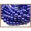 Margele - perle sticla 12mm - albastru sidefat (10buc)
