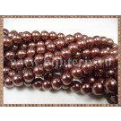 Margele - perle sticla 12mm - maro sidefat (10buc)